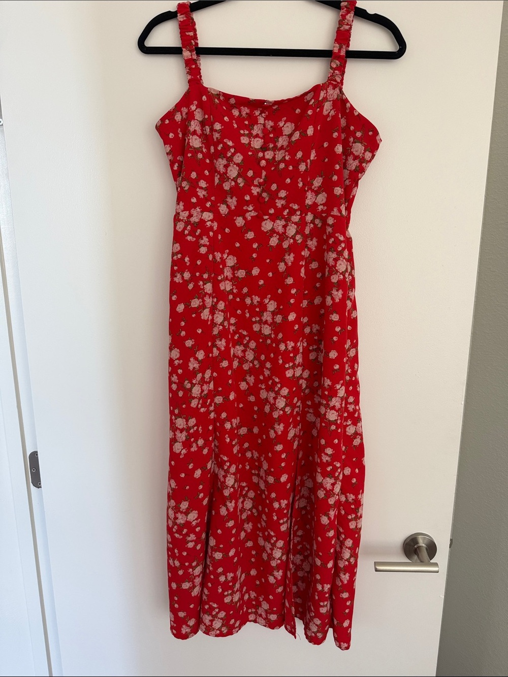 Sage The Label Red Floral Midi Dress with Slit